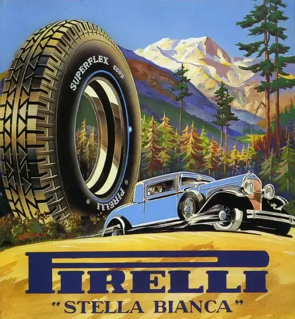 500/525-16 Vintage Tires - PIRELLI STELLA BIANCA Period Advertisement